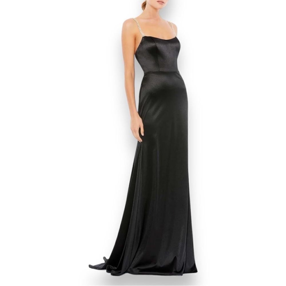 MAC DUGGAL Women’s Embellished Charmeuse Rhinestone Strap Trumpet Gown Size 4 - Picture 3 of 15